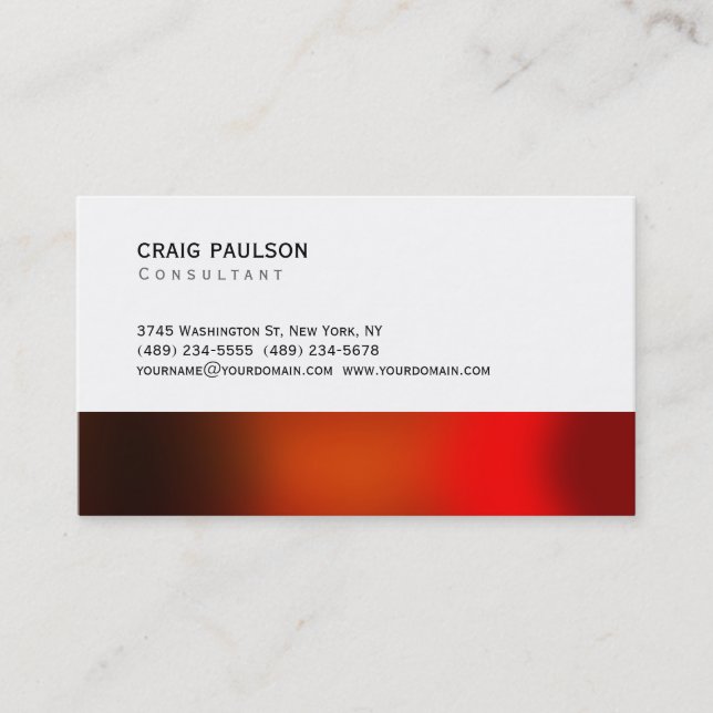 Carte de visite Brown rouge orange blanc tendance (Devant)