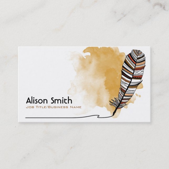 Carte De Visite Brown/terracotta Aztec Feather (Devant)