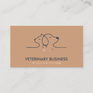 Carte De Visite Brown Vétérinaire Patte Docteur Animal De Compagni