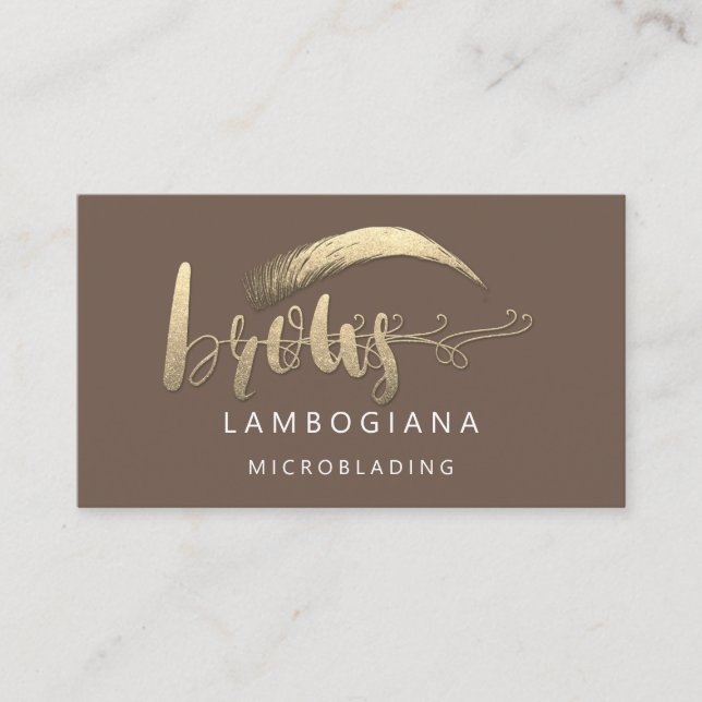 Carte De Visite Brows Golden Logo Microblading Médias sociaux Brow (Devant)