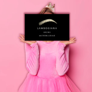 Carte De Visite Brows Golden Logo Microbling Social Media Black