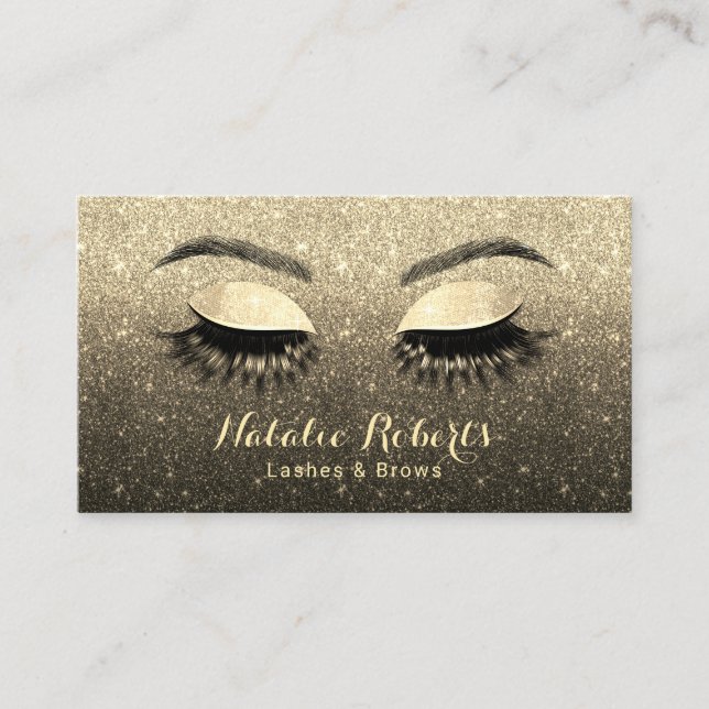 Carte De Visite Brows Maquillage Artiste Parties scintillant noir  (Devant)