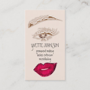 Carte De Visite Brows maquillage QRCode Logo Lip rouge Lèvres mai