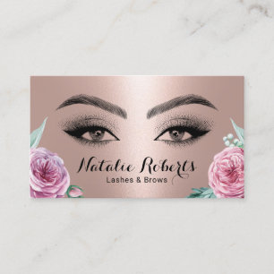 Carte De Visite Brows Maquillage Rose Gold Floral Salon