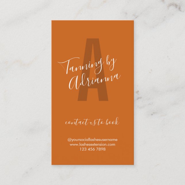 Carte De Visite Brûlé Chaud Orange Spray Tan Après-Soins (Devant)