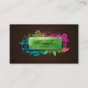 Carte De Visite Brun de toile de vert de mode florale