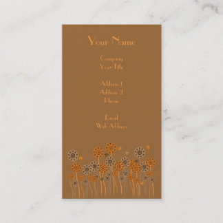Carte De Visite Brun et rétro jardin d'agrément orange
