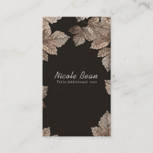 Carte De Visite Brun foncé et bronze Feuilles Rustique Glam sur me