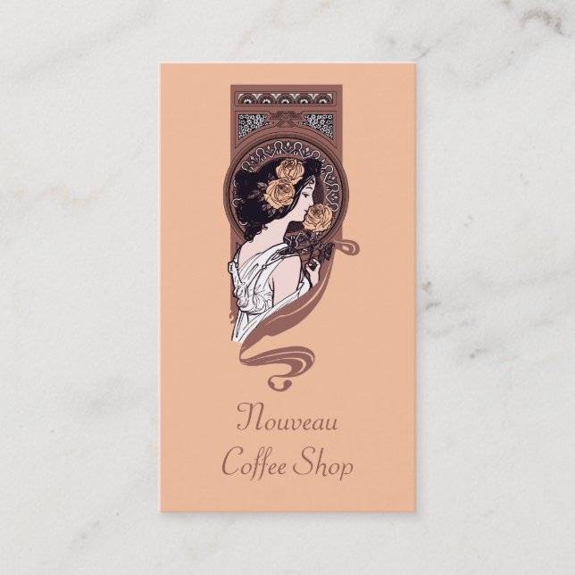 Carte de visite brun orange de café de nouveau (Devant)