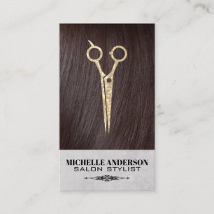 Carte De Visite Brunette Hair Ciseaux de salon de cheveux