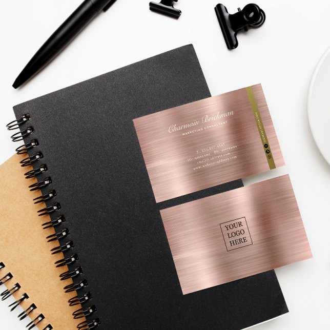 Carte De Visite Brush Metallic Rose Gold (Créateur téléchargé)