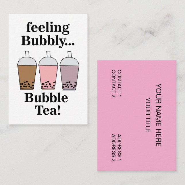 Carte De Visite Bubble Tea Drink Cafe (Devant / Derrière)