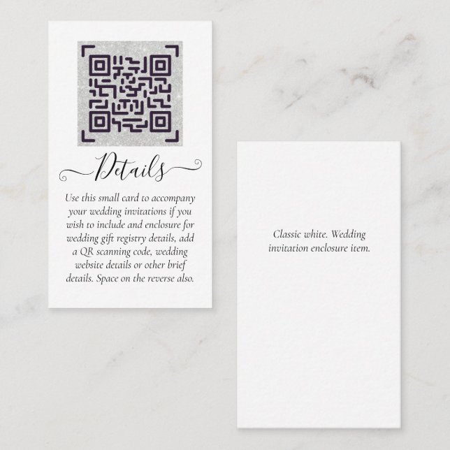Carte De Visite Budget QR Code Website RSVP Mariage de l'hôtel Dét (Devant / Derrière)