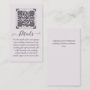 Carte De Visite Budget QR Code Website RSVP Mariage de l'hôtel Dét
