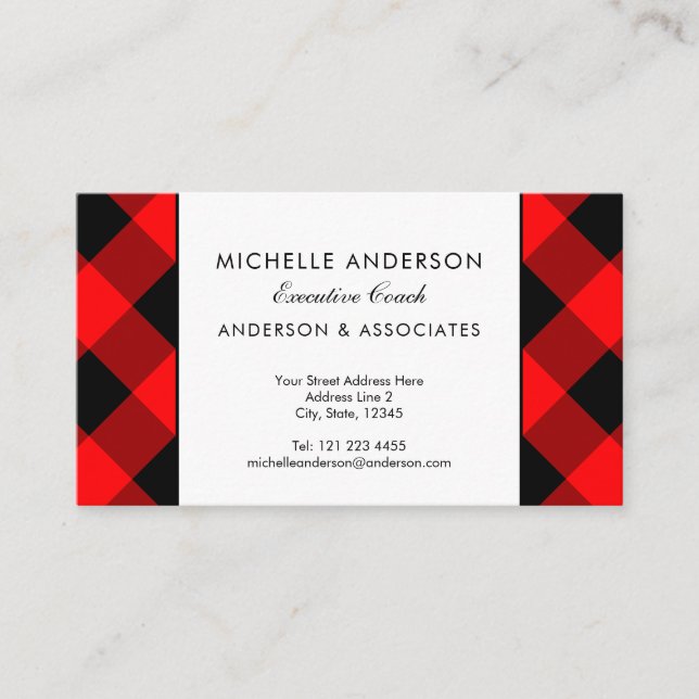 Carte De Visite Buffalo Plaid Check Executive Coach Couleur person (Devant)