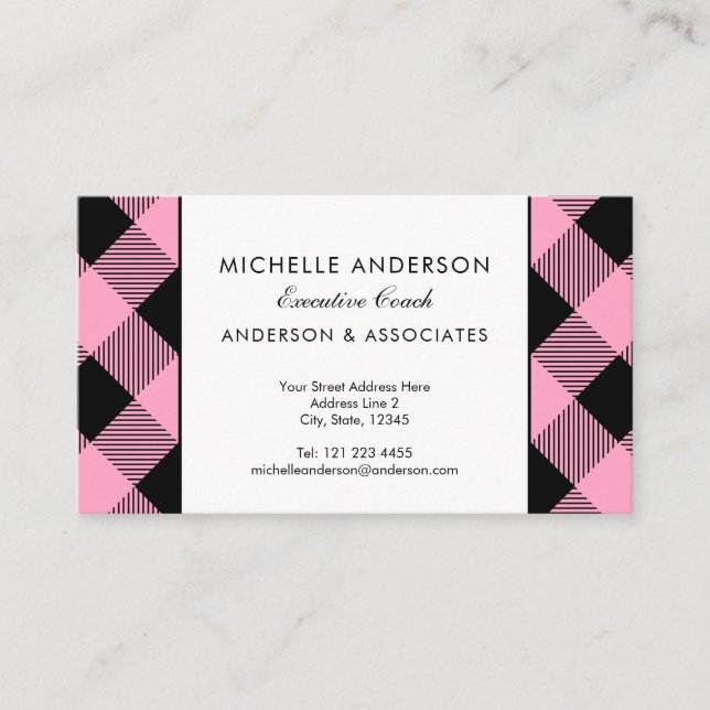 Carte De Visite Buffle rose et noir Vérifier Consultant d'affaires (Devant)