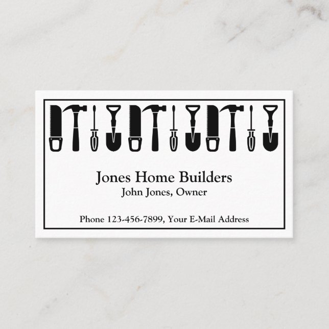 Carte De Visite Builder Contractor Construction Business Card (Devant)