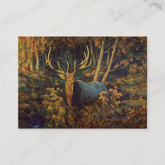 Carte De Visite Bull Elk dans la forêt d'automne (Devant)
