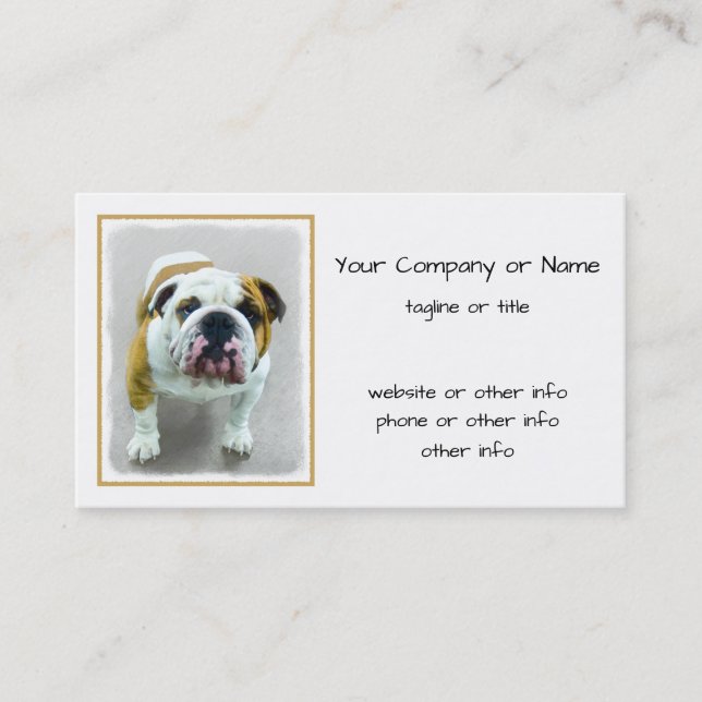Carte De Visite Bulldog Painting - Joli art original chien (Devant)