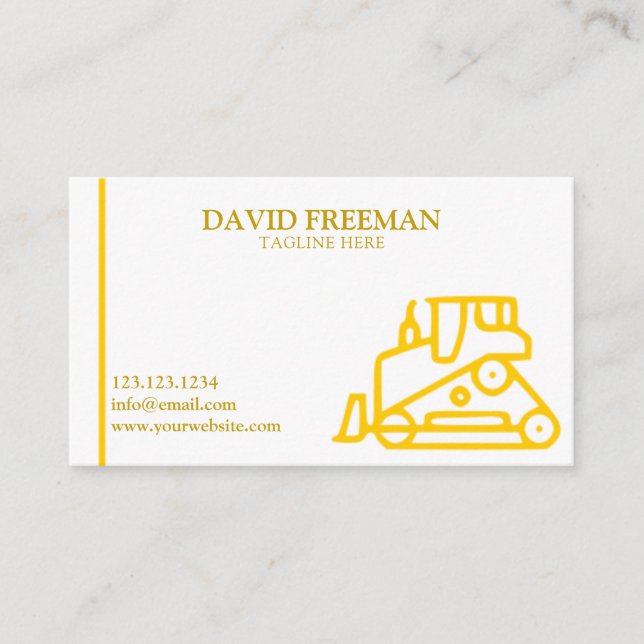 Carte De Visite Bulldozer d'équipement de construction blanc uniqu (Devant)