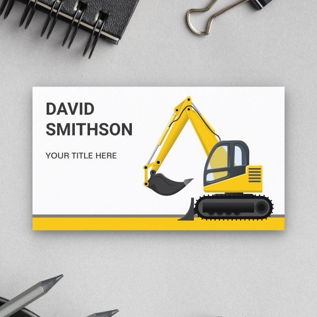 Carte De Visite Bulldozer d'excavation de construction blanc (Créateur téléchargé)