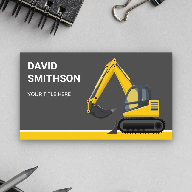 Carte De Visite Bulldozer niveleur de construction gris foncé (Créateur téléchargé)