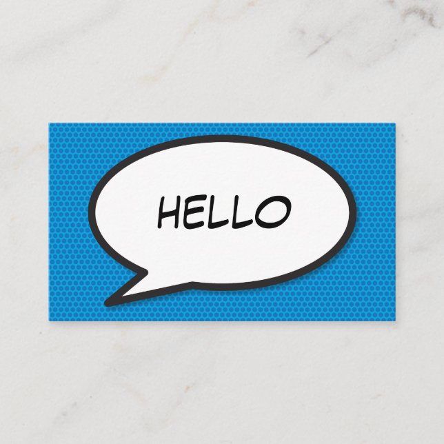 Carte De Visite Bulle de dialogue de bande dessinée bleue moderne  (Devant)