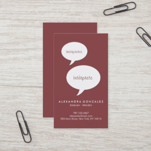 Carte De Visite Bulle de parole de couleur personnalisée pour inte