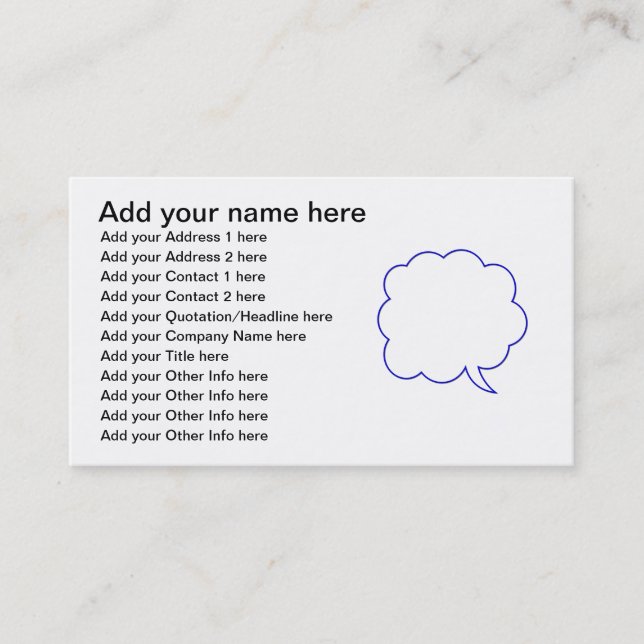 Carte De Visite Bulle vide #1 de la parole (Devant)