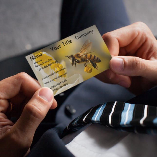 Carte De Visite Bumble Bee Fleur Jaune Abeille couverte de pollen (Créateur téléchargé)