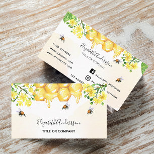 Carte De Visite Bumble bees honey yellow flores