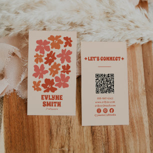 Carte De Visite Burange QR Code Super Floral Terracotta Boho
