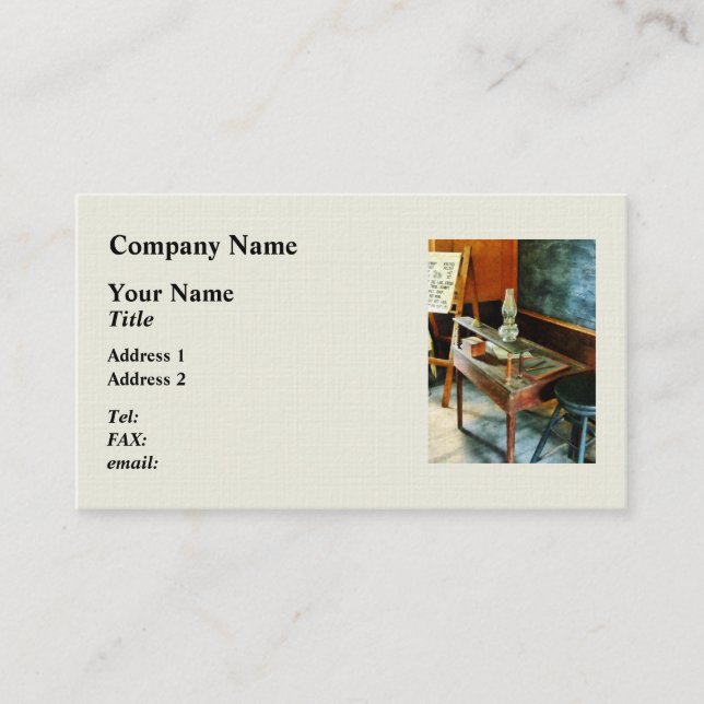 Carte De Visite Bureau de l'enseignant avec lampe d'ouragan (Devant)