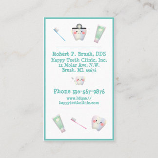 Carte De Visite Bureau des dentistes Typographie dentaire Nom Teet