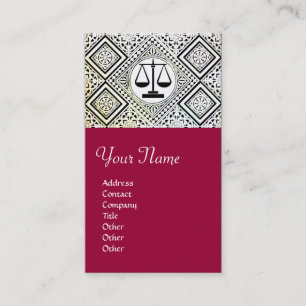 Carte De Visite BUREAU JURIDIQUE, PROCUREUR DAMASK rouge