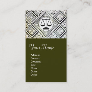 Carte De Visite BUREAU JURIDIQUE, PROCUREUR DAMASK vert