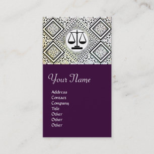 Carte De Visite BUREAU JURIDIQUE, PROCUREUR DAMASK violet