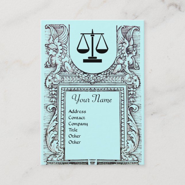 Carte De Visite BUREAU JURIDIQUE, PROCUREUR Monogramme, bleu (Devant)