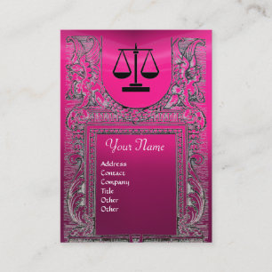 Carte De Visite BUREAU JURIDIQUE, PROCUREUR Monogramme, rose