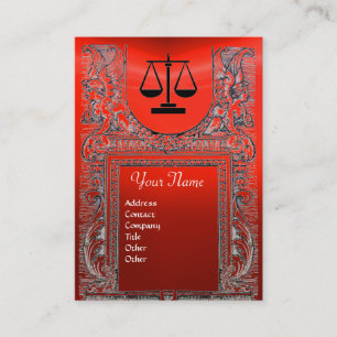 Carte De Visite BUREAU JURIDIQUE, PROCUREUR Monogramme, rouge