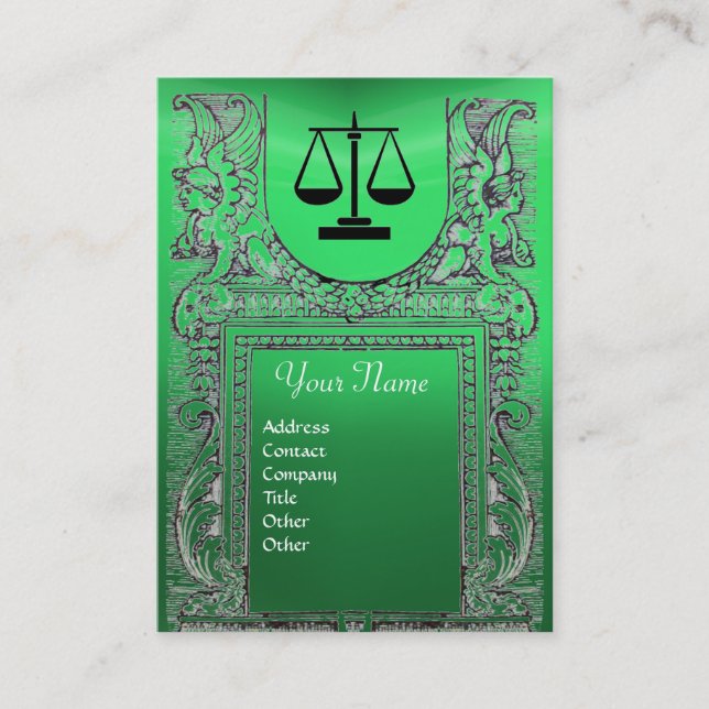 Carte De Visite BUREAU JURIDIQUE, PROCUREUR Monogramme vert (Devant)