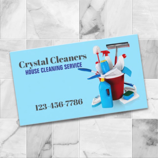 Carte De Visite Bureau Services de nettoyage ménager (Office Janitorial Housekeeping Cleaning Services Business Card)