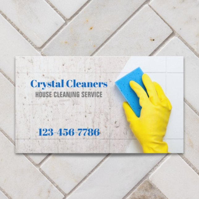 Carte De Visite Bureau Services de nettoyage ménager (Office Janitorial Housekeeping Cleaning Services Business Card)