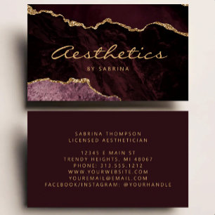 Carte De Visite Burgundy Agate Or Glitter Luxe Esthéticienne