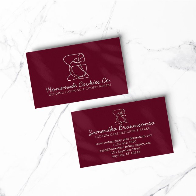 Carte De Visite Burgundy Cuisine maison Boulangerie Cuisinière (BAKERY PASTRY CHEF COOK CAKE event planner business)