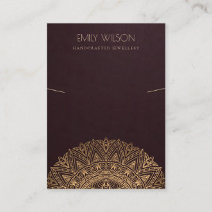 CARTE DE VISITE BURGUNDY FAUX OR ORNATE MANDALA ÉCRAN À COUCHER
