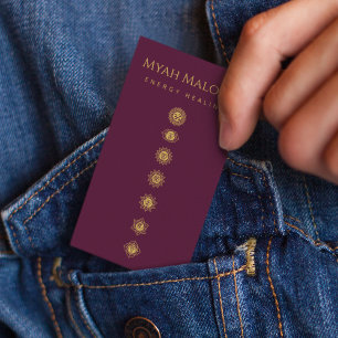 Carte De Visite burgundy & Gold Chakra Energy Healer