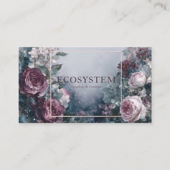 Carte De Visite Burgundy Rose Floral and Ethereal Mist Gold Frame (Devant)