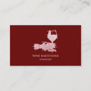 Carte De Visite Burgundy Wine Bartender Sommelier Rose Gold