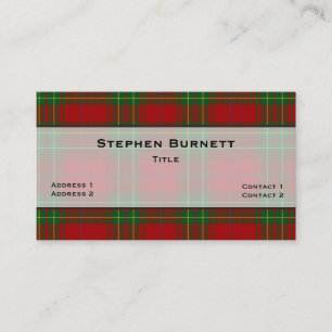Carte De Visite Burnett traditionnel Tartan Plaid personnalisé
